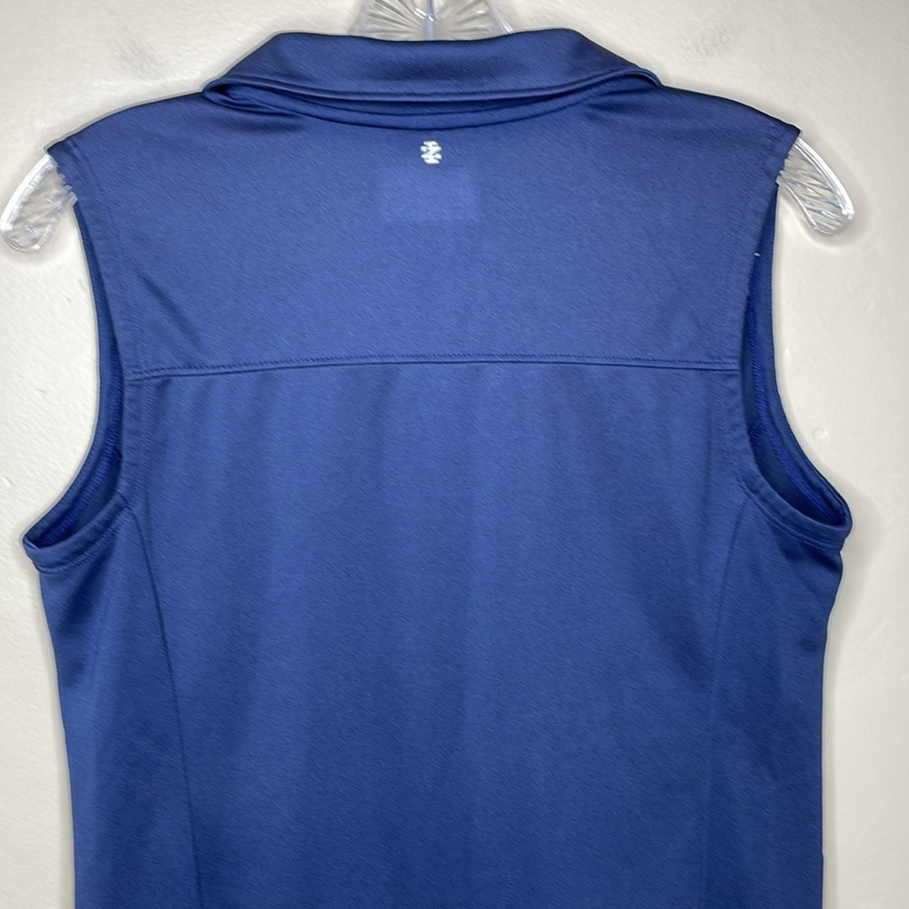 IZOD GOLF Sleeveless Shirt Blue Popover Shirt Collar V Neck Medium - Picture 5 of 9